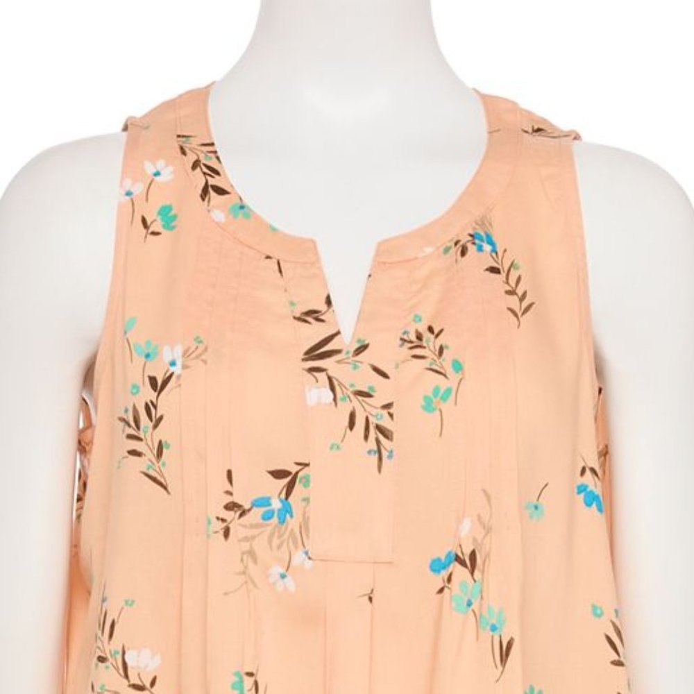 Croft & Barrow Peach Floral Top. Lightweight look and feel!  (M/L/XL) - Picture 2 of 2